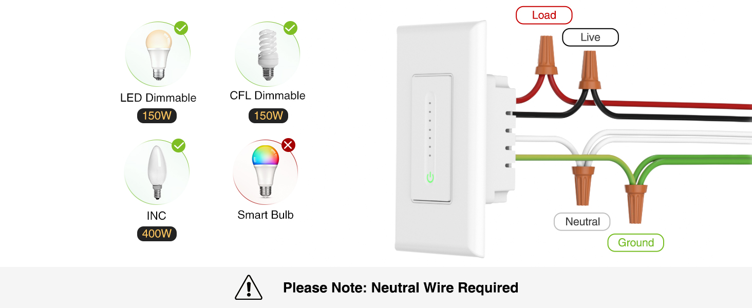 Smart Dimmer Switch Work with Alexa Google Home